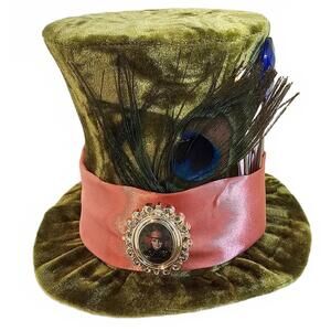 Disney Parks Mad Hatter Mini Top Hat Green Pink Alice in Wonderland Disneyana